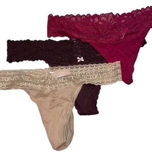 Set of 3 Victorias Secrets thong panties size large new without tags
